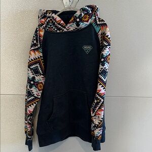 Hooey Black and Multicolor Patterned Hoodie